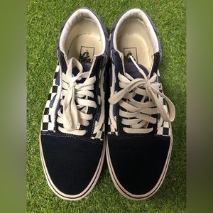Blue and White Checkered Vans size 9.5